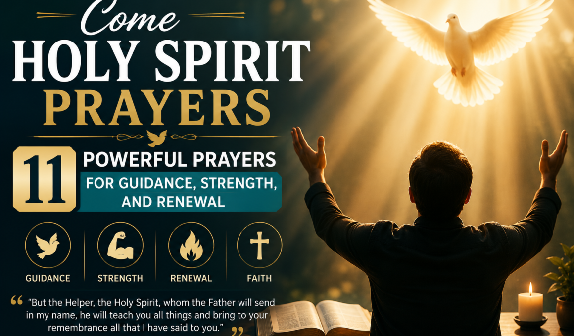 Come Holy Spirit prayers with 11 powerful prayers for guidance, strength, renewal, and faith