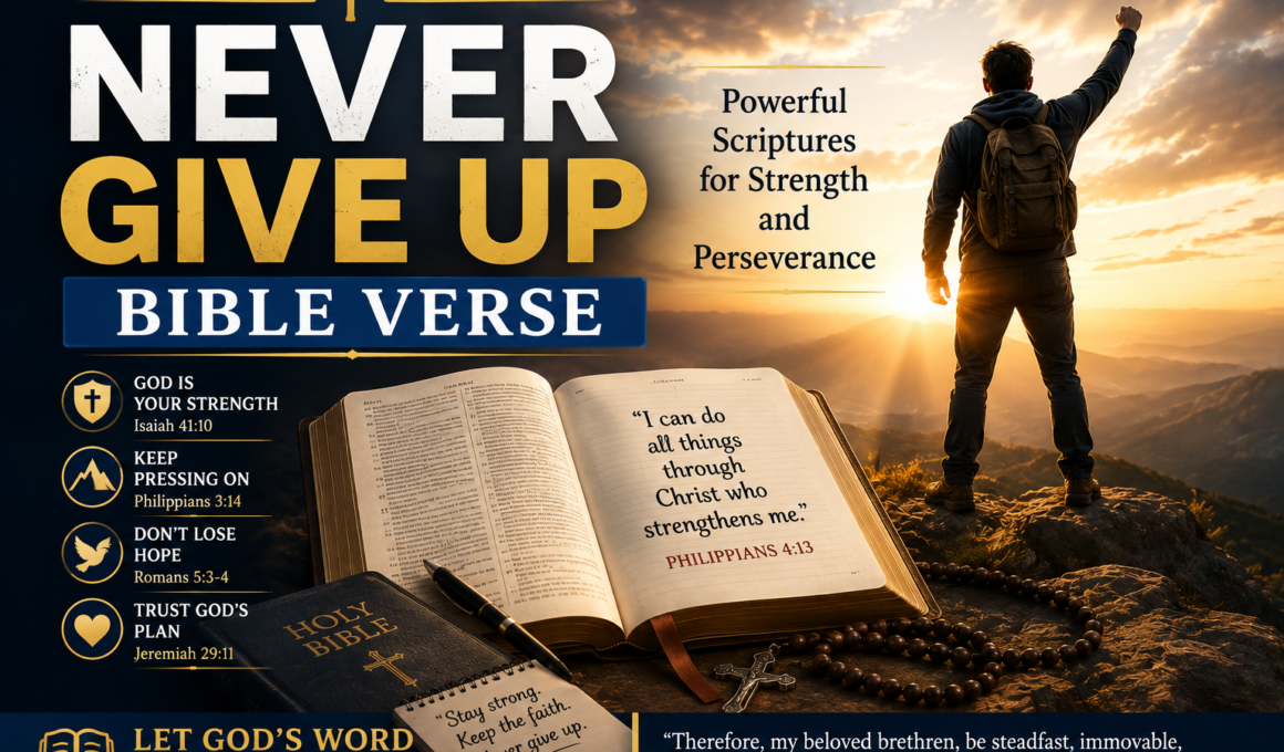 Never give up Bible verse with powerful Scriptures for strength and perseverance
