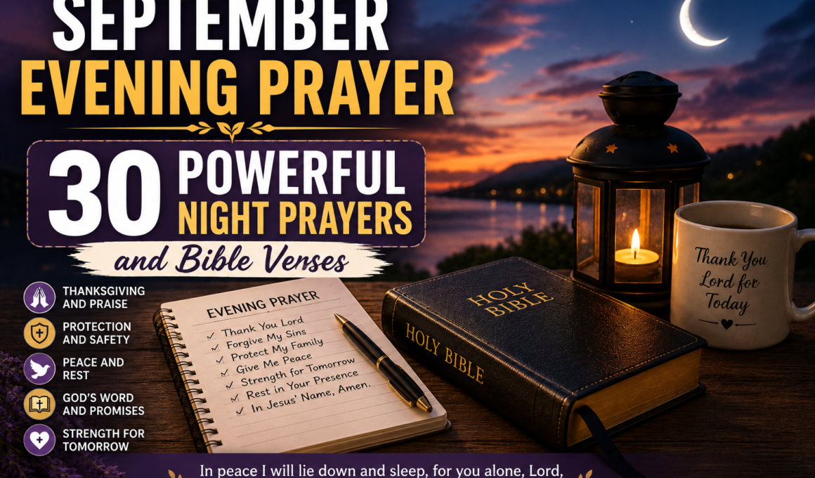 September evening prayer with 30 powerful night prayers and Bible verses