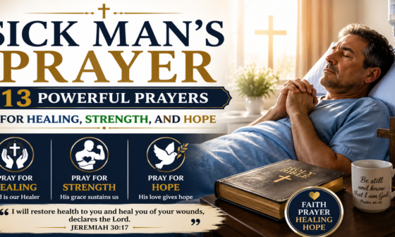 Sick man praying in a hospital bed for healing, strength, and hope