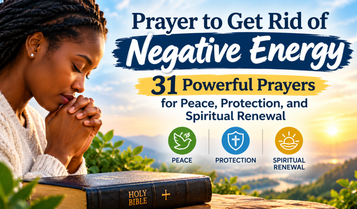 Prayer to get rid of negative energy with prayers for peace, protection, and spiritual renewal